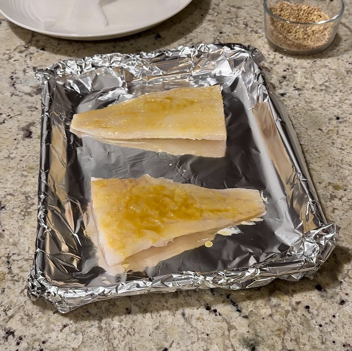 Baked Cod with almond crust