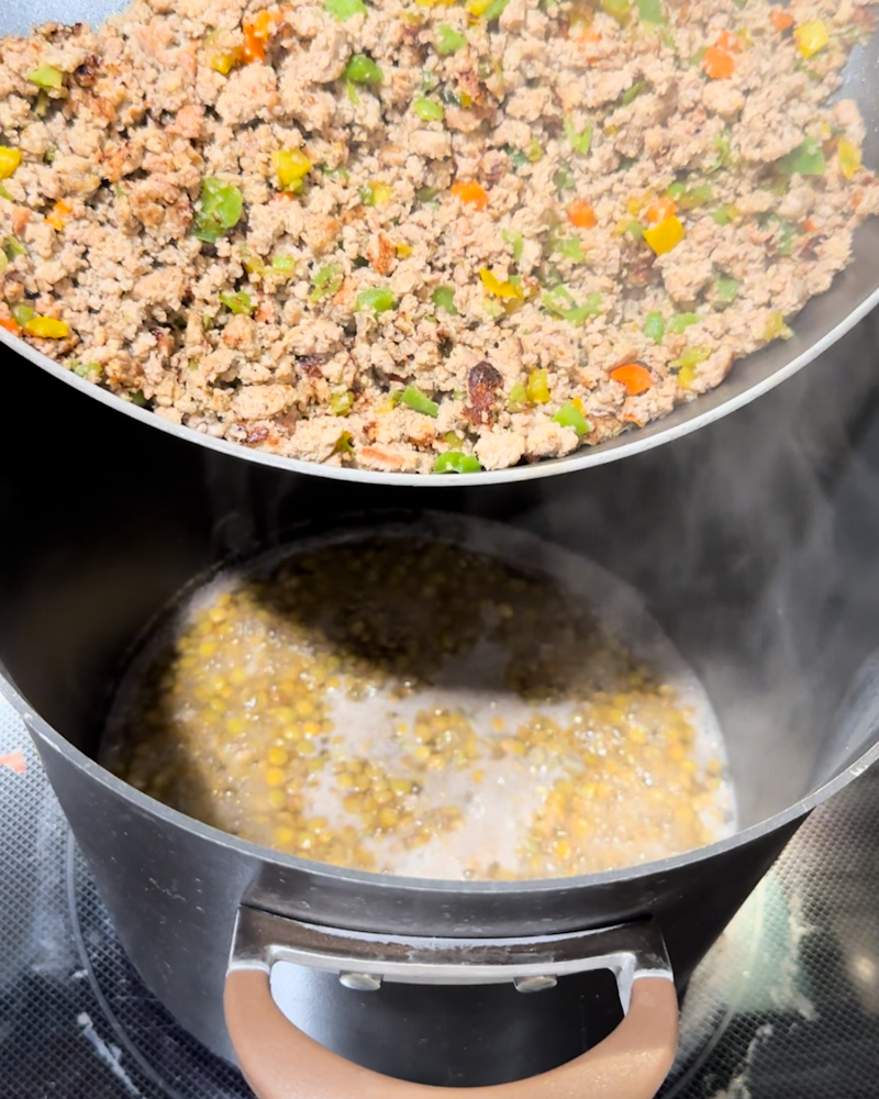 Lentil Chili with ground turkey