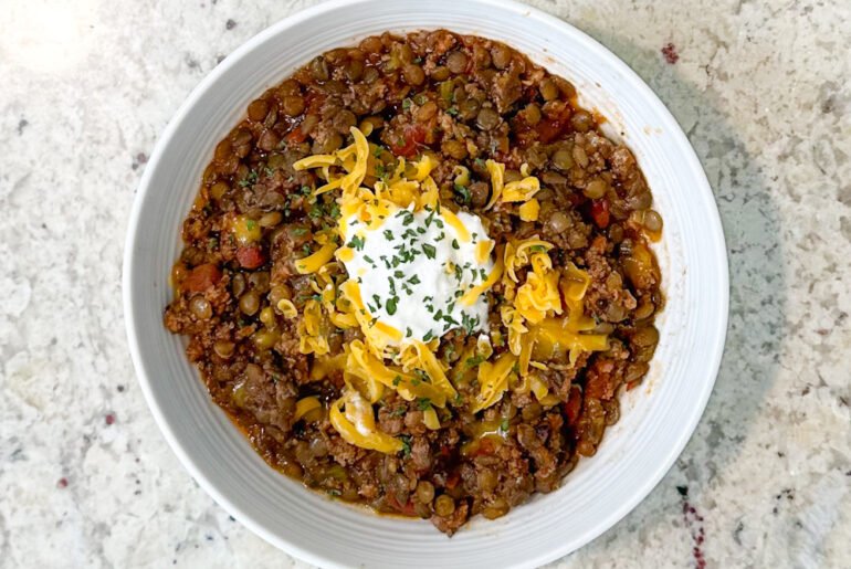 Healthy Recipes: Lentil Chili with Ground Turkey Recipe by The Mediocre Cook