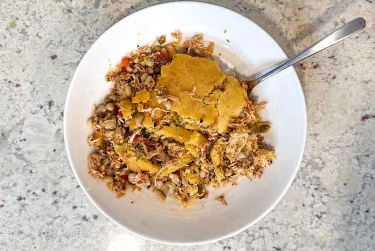 Black-Eyed Pea Casserole with Cornbread Crust Recipe by The Mediocre Cook